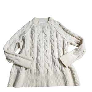 Aerie Cream Cable Knit Sweater Long Sleeve Crew Neck Casual‎ Sz Small  oversized